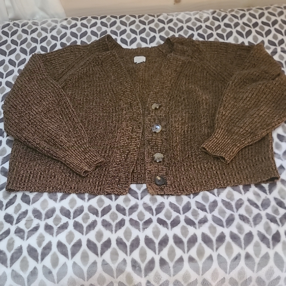 Cropped Oversize Brown Knit Sweater - Picture 7 of 7